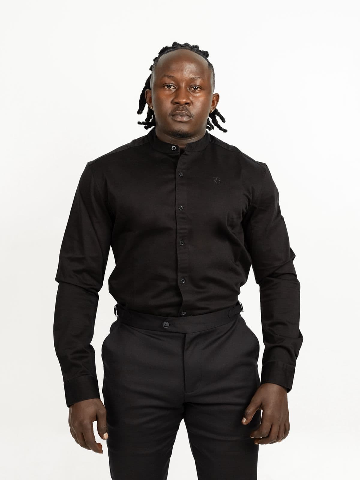 Black Collarless Shirt