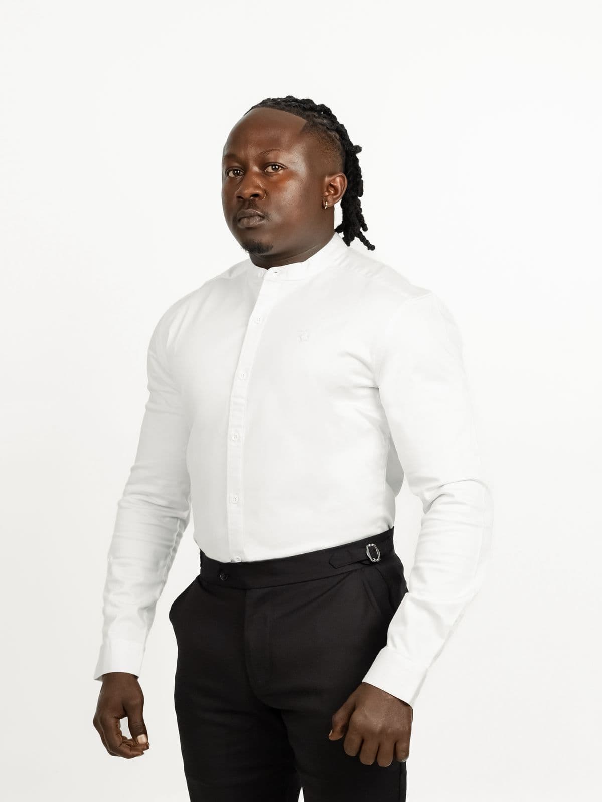 White Collarless Shirt