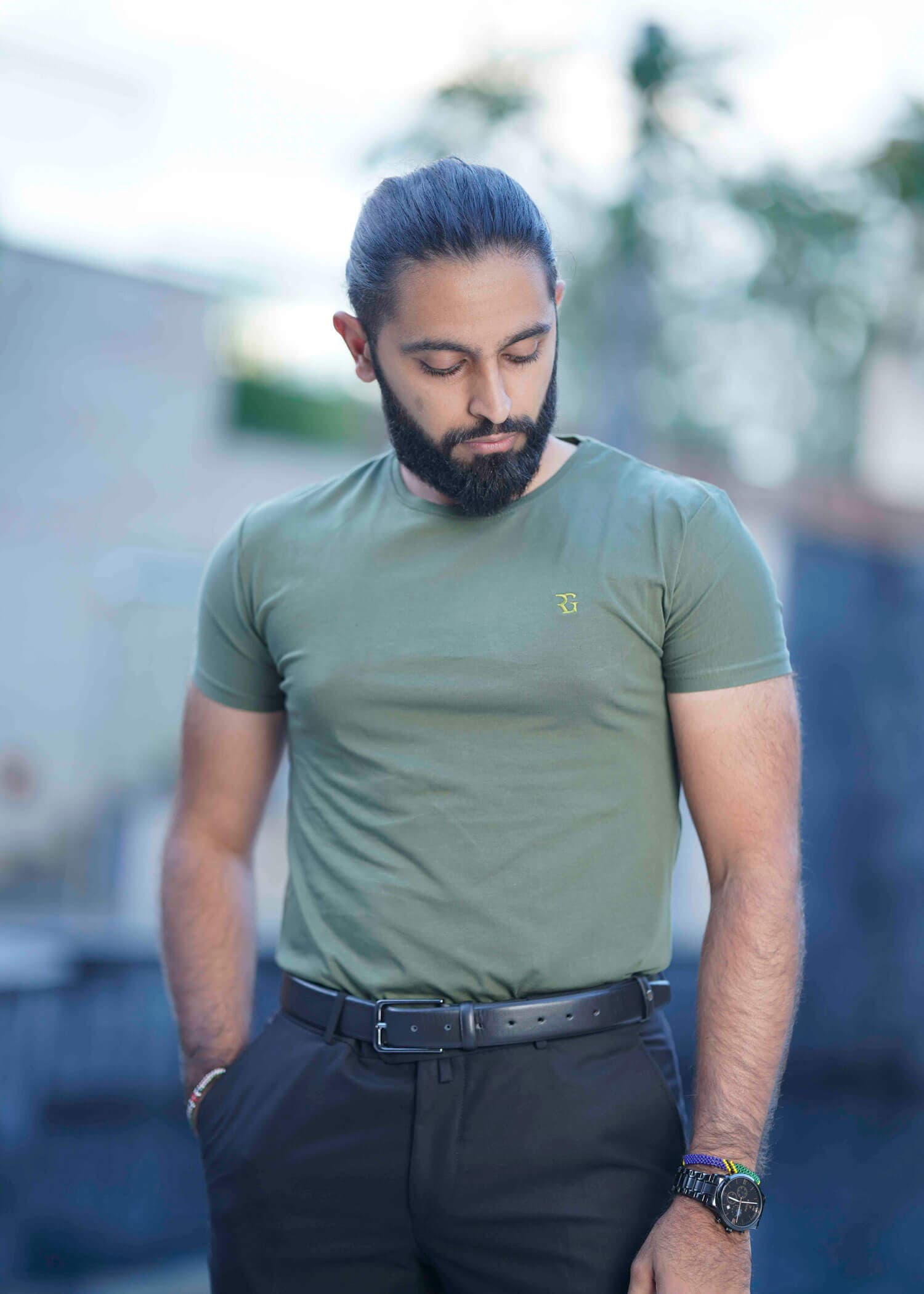 Green Blue Round Neck T-Shirt